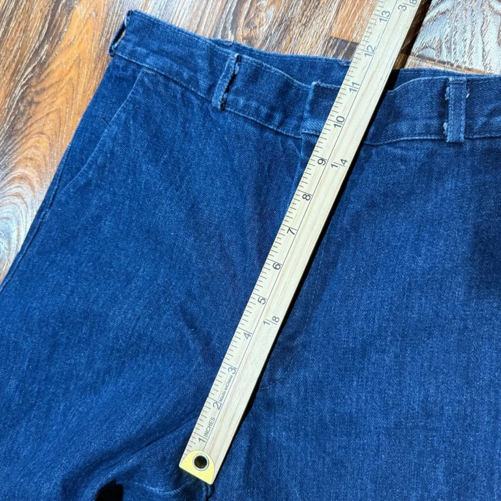 Lee 32x32 Denim Trousers Mens Dark Blue Vintage Wide Leg Heavy Cotton USA Made